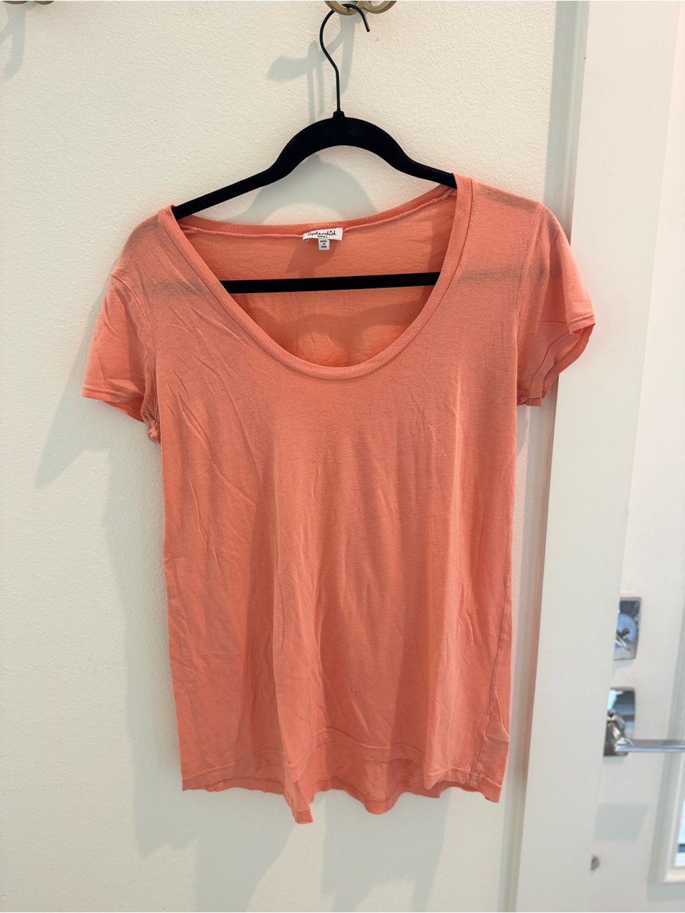 Splendid Everyday Scoop Neck Tee in Coral